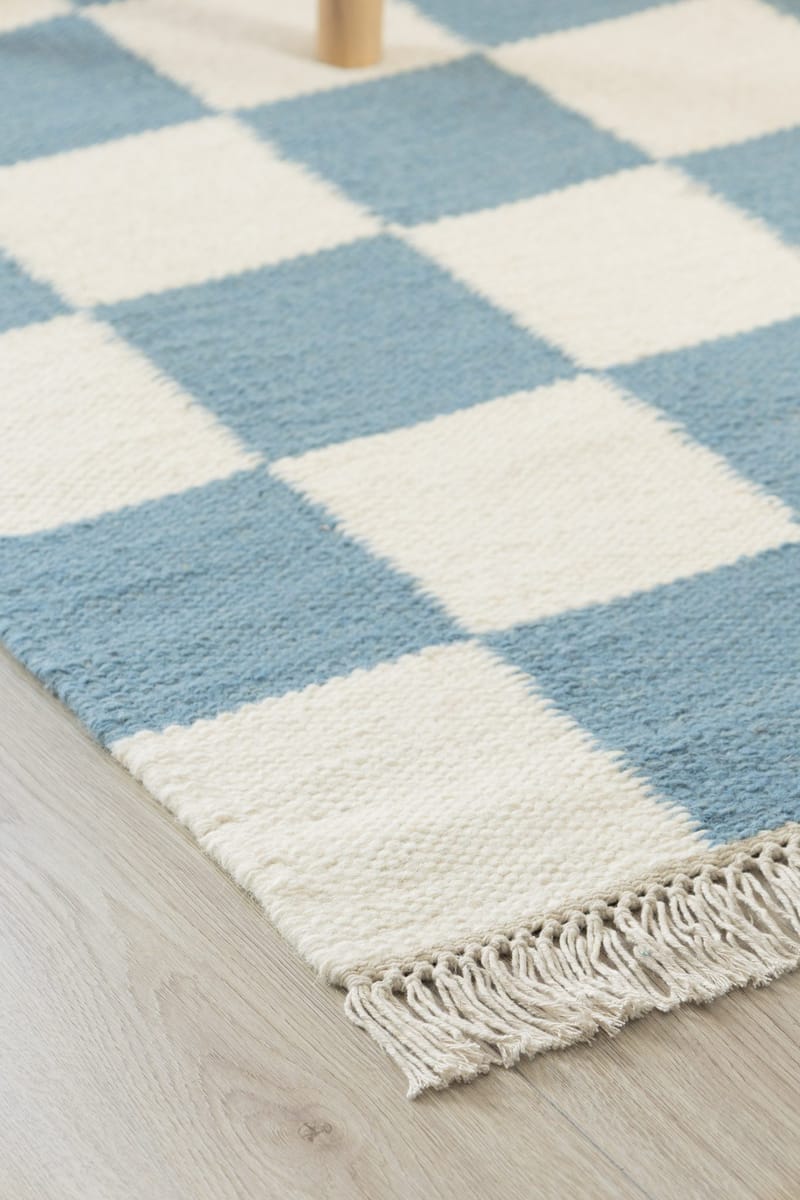 Handvävd Matta Nordic Check 240x340 cm - Duvblå - Textil & mattor - Mattor - Modern matta - Ullmatta