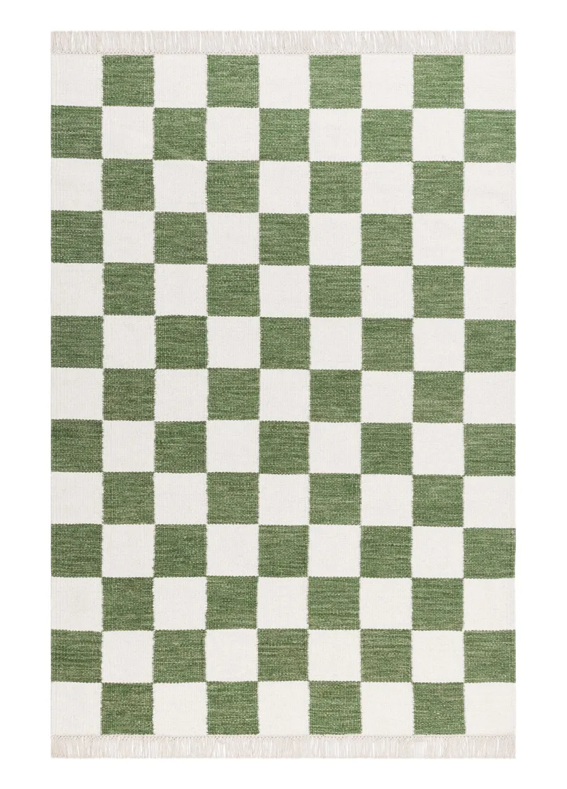 Handvävd Matta Nordic Check 240x340 cm, Smaragdgrön