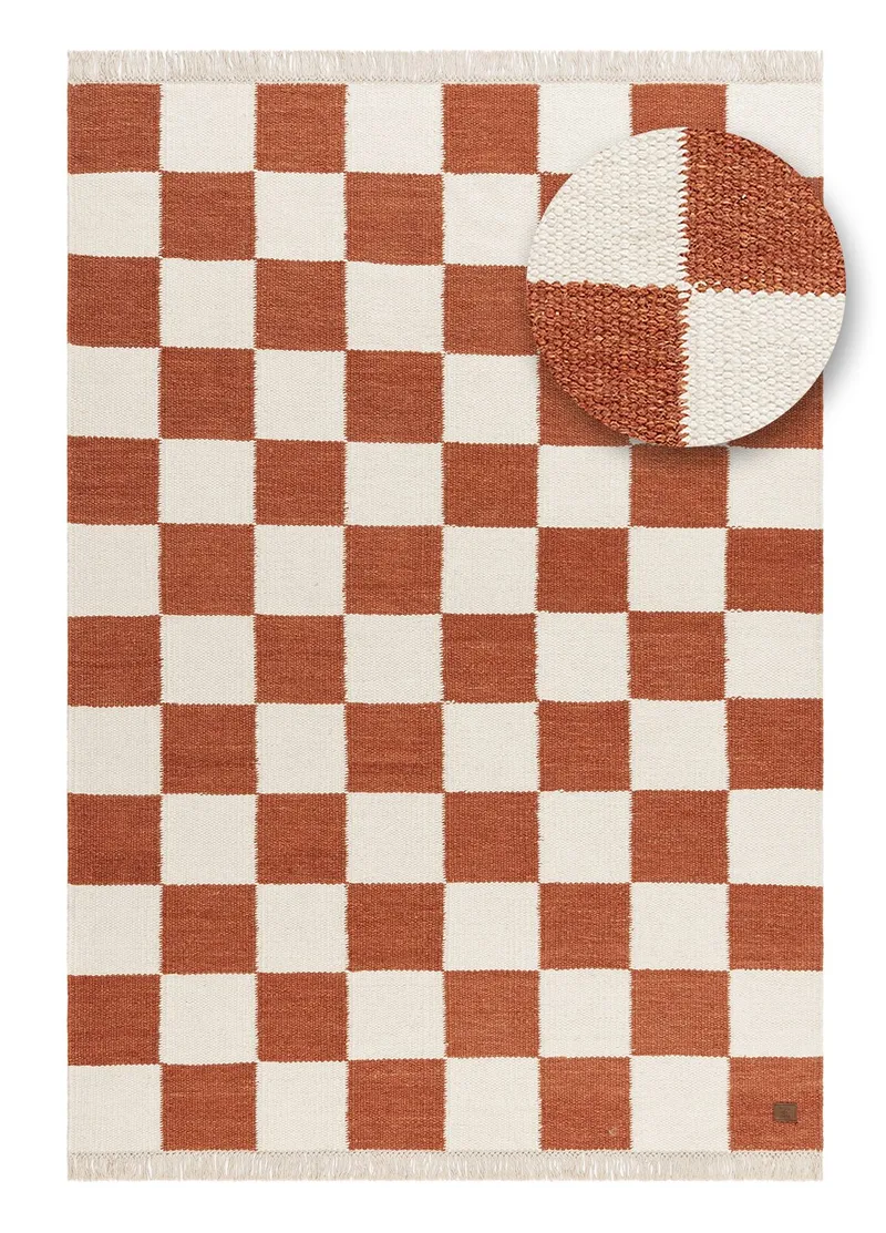 Handvävd Matta Nordic Check 240x340 cm - Terracotta - Textil & mattor - Mattor - Modern matta - Ullmatta