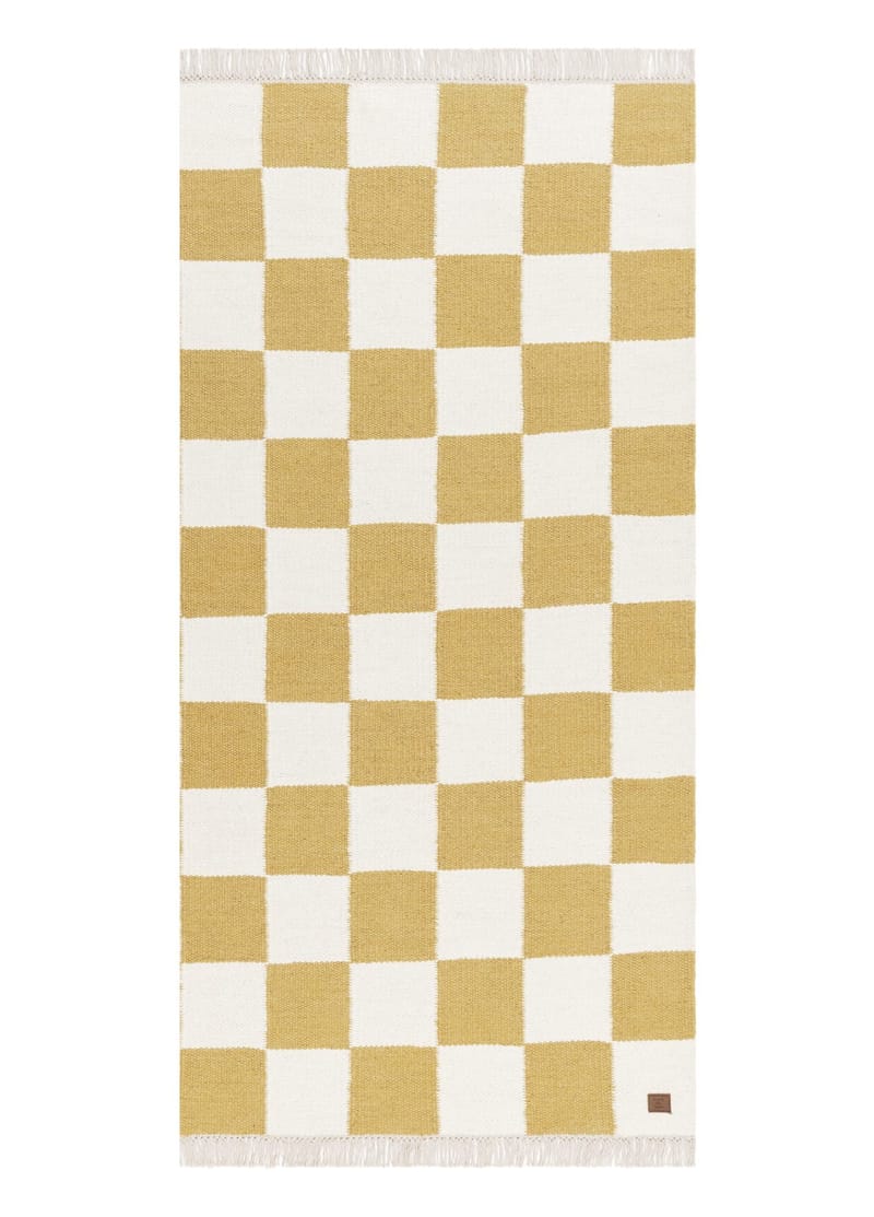 Handvävd Matta Nordic Check 75x200 cm, Lejongul