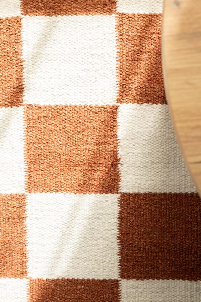 Handvävd Matta Nordic Check 75x200 cm - Terracotta - Textil & mattor - Mattor - Modern matta - Ullmatta