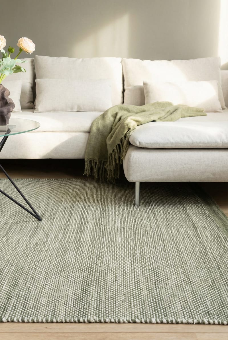 Handvävd Matta Sandhamn 160x230 cm - Grön - Textil & mattor - Mattor - Modern matta - Ullmatta