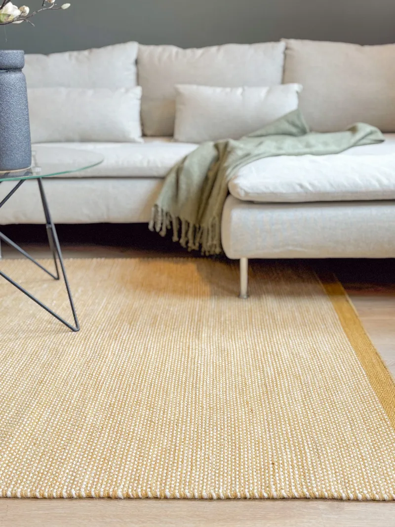 Handvävd Matta Sandhamn Kvadratisk 250x250 cm - Ockragul - Textil & mattor - Mattor - Modern matta - Ullmatta