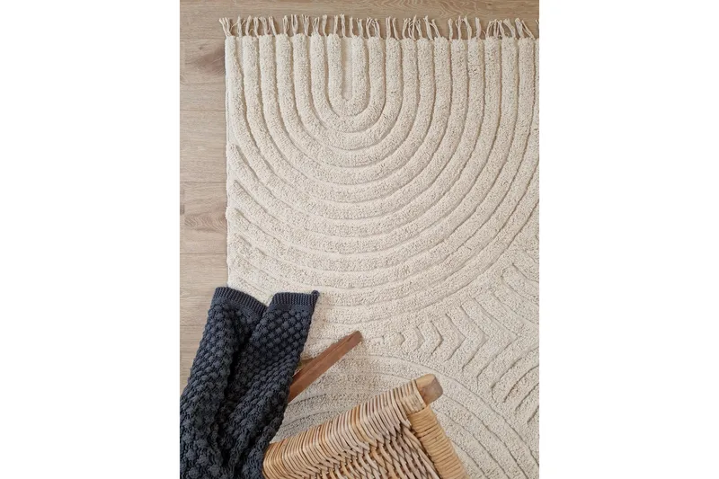 Marocko Bomullsmatta 160x230 cm - Creme - Textil & mattor - Mattor - Modern matta - Bomullsmatta