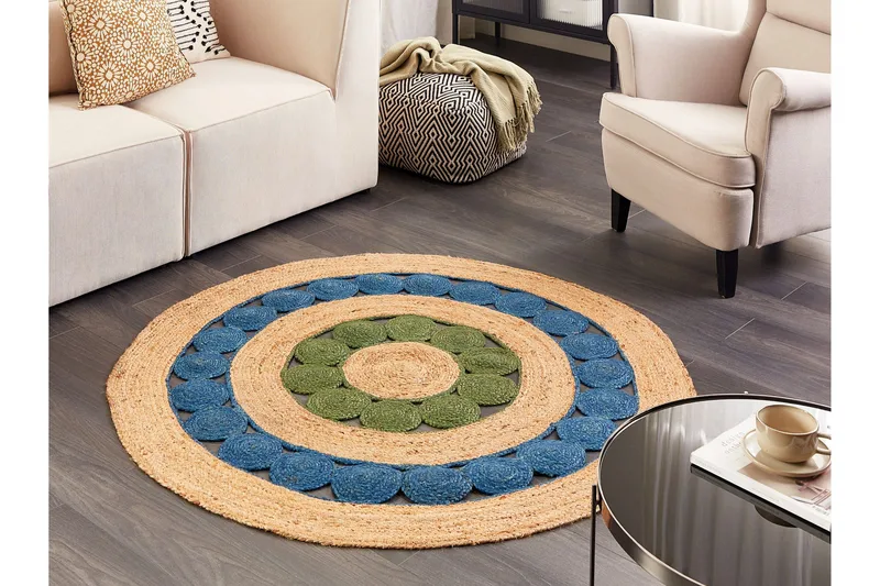 Hovit Jutematta 140 cm Rund - Blå - Textil & mattor - Mattor - Modern matta - Sisalmattor