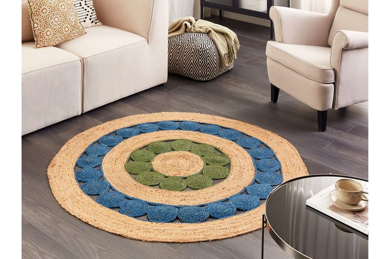 Hovit Jutematta 140 cm Rund - Blå - Textil & mattor - Mattor - Modern matta - Sisalmattor