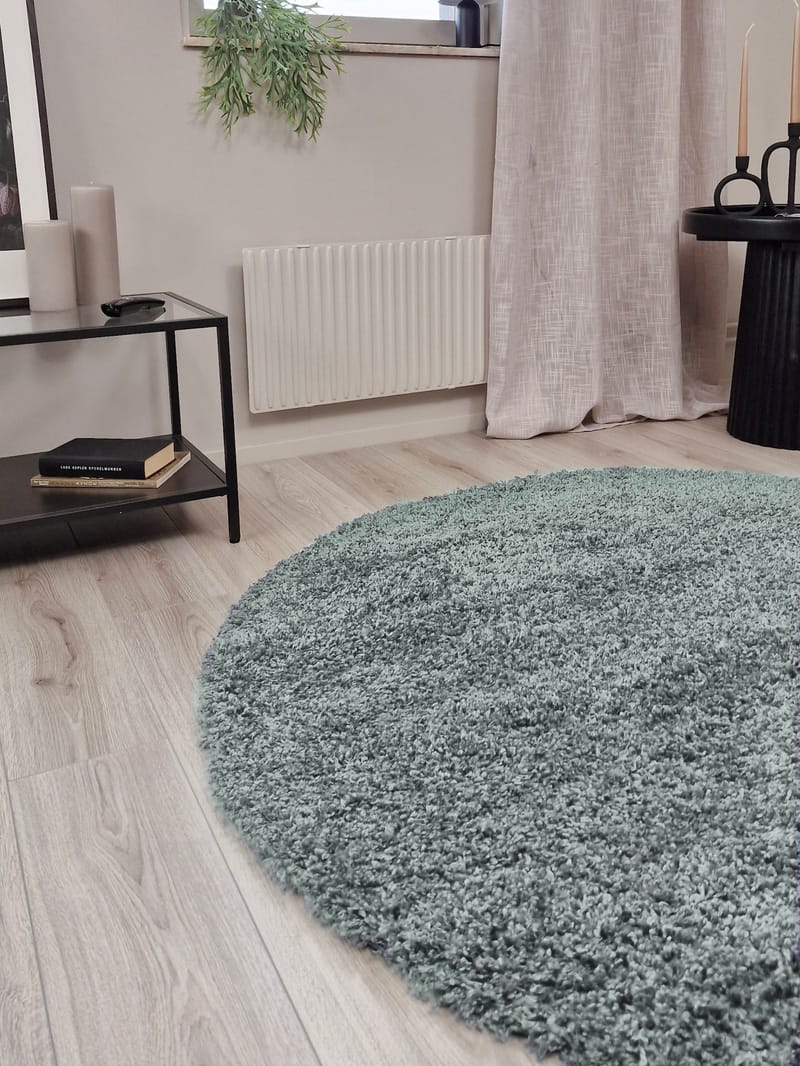 Lounge Ryamatta 200 cm Rund - Grön - Textil & mattor - Mattor - Modern matta - Ryamatta & luggmatta