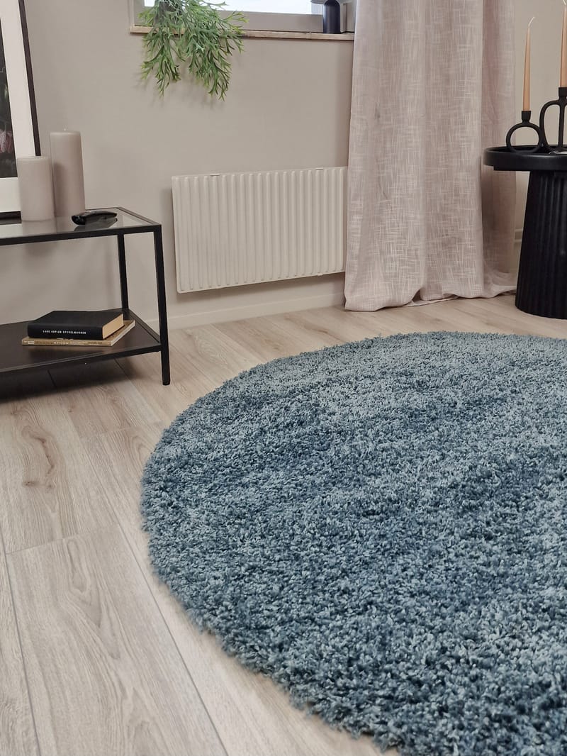 Lounge Ryamatta 240 cm Rund - Petrolblå - Textil & mattor - Mattor - Modern matta - Ryamatta & luggmatta