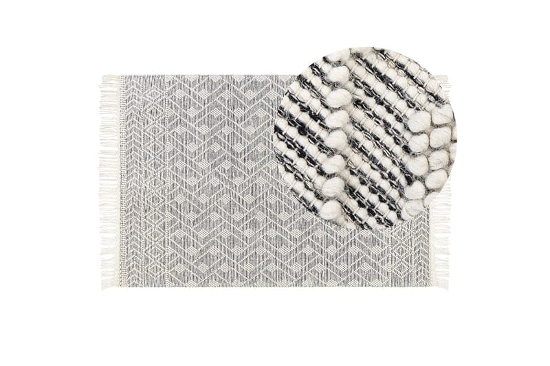 Kavak Ullmatta 160x230 cm - Svart/Vit - Textil & mattor - Mattor - Modern matta - Ullmatta