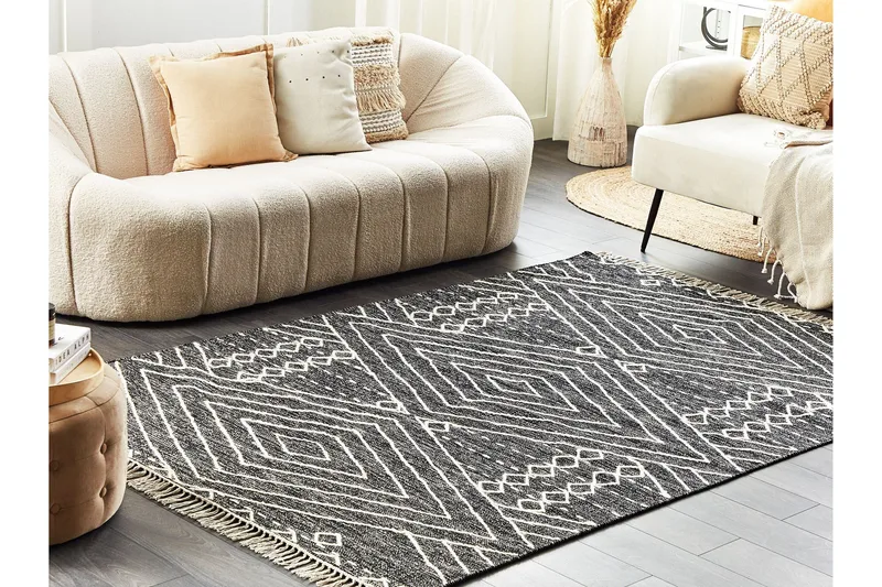 Khenifra Bomullsmatta 140x200 cm - Svart/Vit - Textil & mattor - Mattor - Modern matta - Bomullsmatta