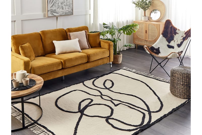 Konur Bomullsmatta 160x230 cm - Beige - Textil & mattor - Mattor - Modern matta - Bomullsmatta