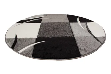 London Patch Friezematta Rund 200 - Svart - Textil & mattor - Mattor - Modern matta - Wiltonmattor