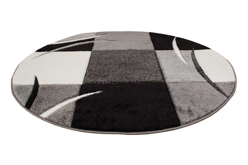 London Patch Friezematta Rund 200 - Svart - Textil & mattor - Mattor - Modern matta - Wiltonmattor