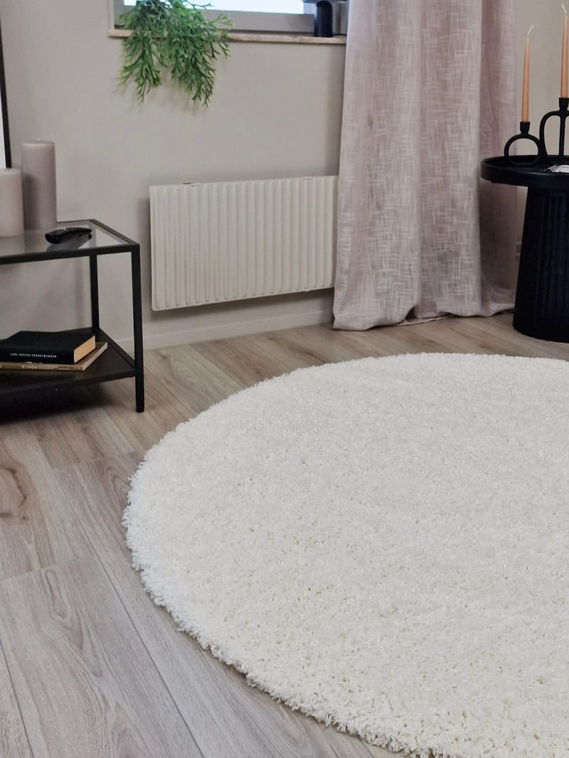 Lounge Ryamatta 200 cm Rund - Vit - Textil & mattor - Mattor - Modern matta - Ryamatta & luggmatta