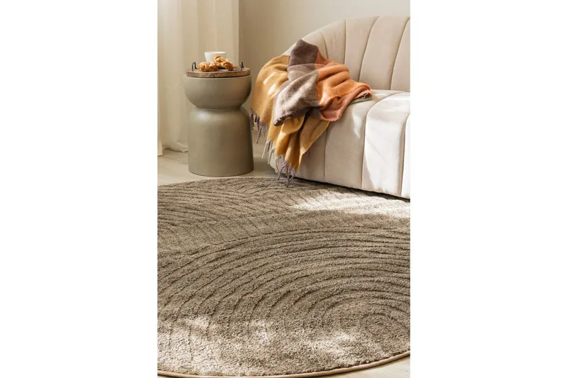 Maskinvävd Matta Genova Zen Rund - 120x120 cm, Mocca - Textil & mattor - Mattor - Modern matta - Wiltonmattor