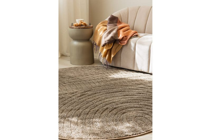 Maskinvävd Matta Genova Zen Rund - 160x160 cm, Mocca - Textil & mattor - Mattor - Modern matta - Wiltonmattor