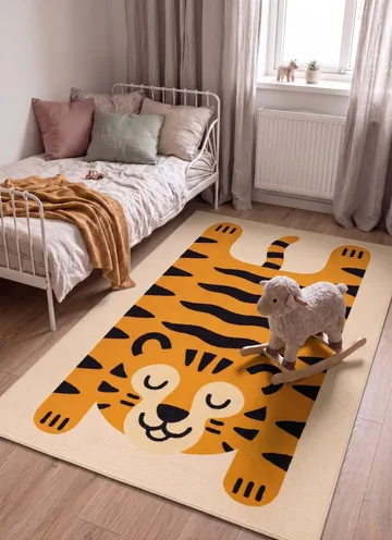 Maskinvävd Matta Play Tiger 140x200 cm - Linne - Textil & mattor - Mattor - Modern matta - Wiltonmattor