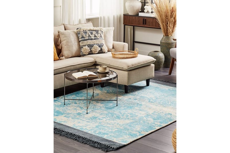 Matta Akarsu - Blå, beige, 140x200 cm - Textil & mattor - Mattor - Modern matta - Viskosmatta & konstsilkesmatta