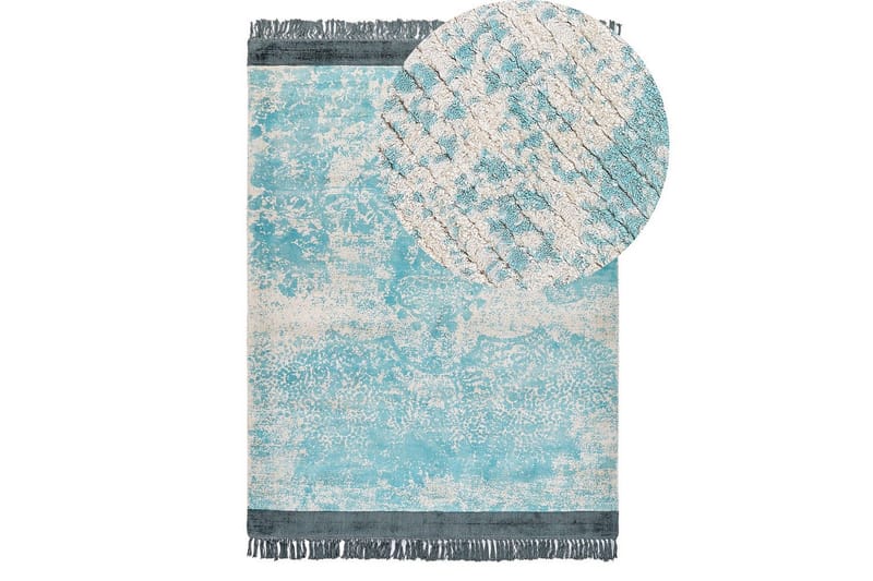 Matta Akarsu - Blå, beige, 140x200 cm - Textil & mattor - Mattor - Modern matta - Viskosmatta & konstsilkesmatta