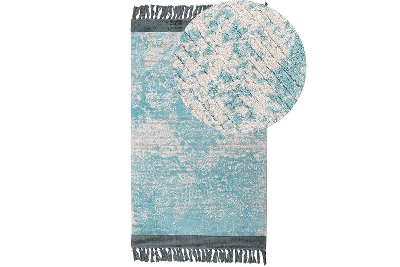 Matta Akarsu - Blå, beige, 80x150 cm - Textil & mattor - Mattor - Modern matta - Viskosmatta & konstsilkesmatta