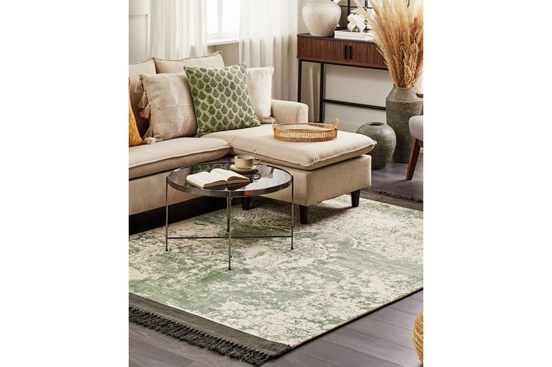 Matta Akarsu - Grön, svart, beige, 160x230 cm - Textil & mattor - Mattor - Modern matta - Viskosmatta & konstsilkesmatta