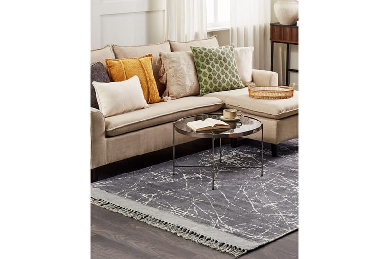 Matta Hanli - Grå, vit, 140x200 cm - Textil & mattor - Mattor - Modern matta - Viskosmatta & konstsilkesmatta