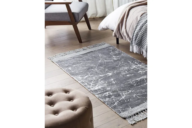 Matta Hanli - Grå, vit, 80x150 cm - Textil & mattor - Mattor - Modern matta - Viskosmatta & konstsilkesmatta