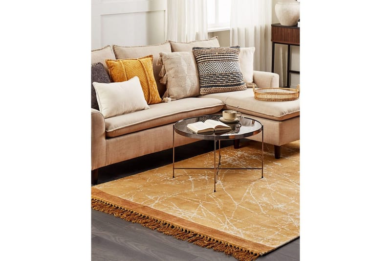 Matta Hanli - Orange, Vit, 160x230 cm - Textil & mattor - Mattor - Modern matta - Viskosmatta & konstsilkesmatta