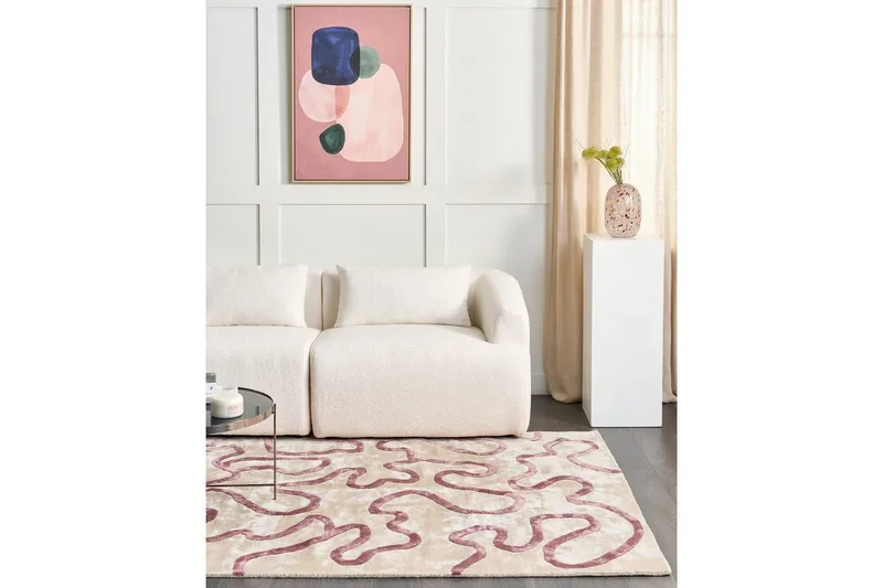 Matta Kappar - Beige, Rosa - Textil & mattor - Mattor - Modern matta - Viskosmatta & konstsilkesmatta