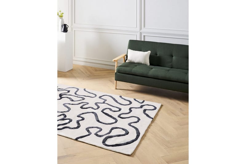 Matta Kappar - Vit, Svart - Textil & mattor - Mattor - Modern matta - Viskosmatta & konstsilkesmatta