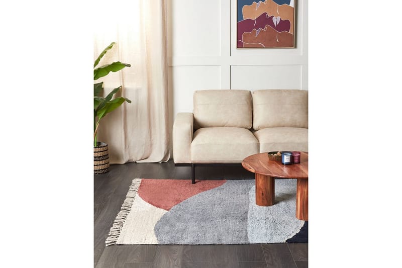 Matta Xinali - Blå, röd, beige, grå - Textil & mattor - Mattor - Modern matta - Bomullsmatta