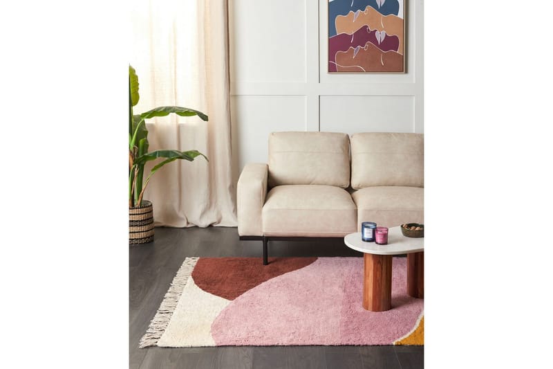 Matta Xinali - Rosa, gul, röd, beige - Textil & mattor - Mattor - Modern matta - Bomullsmatta