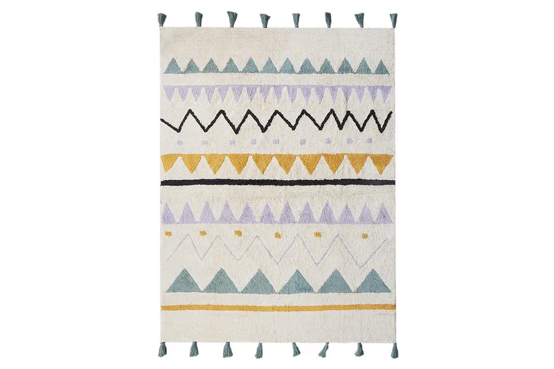 Matta Zaysan, Beige, grön, lila, gul, svart