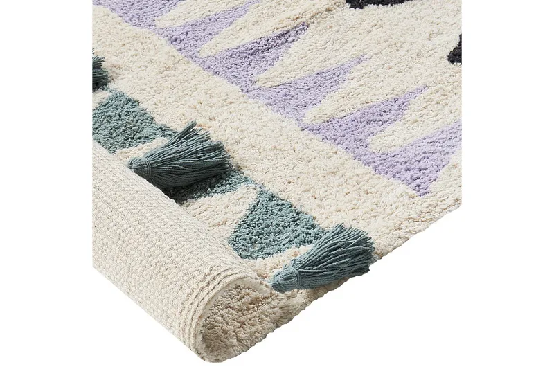 Matta Zaysan - Beige, grön, lila, gul, svart - Textil & mattor - Mattor - Modern matta - Bomullsmatta