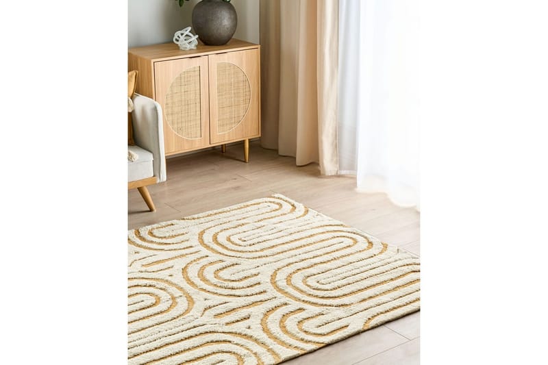 Matta Perai - Vit, Gul, 160x230 cm - Textil & mattor - Mattor - Modern matta - Bomullsmatta