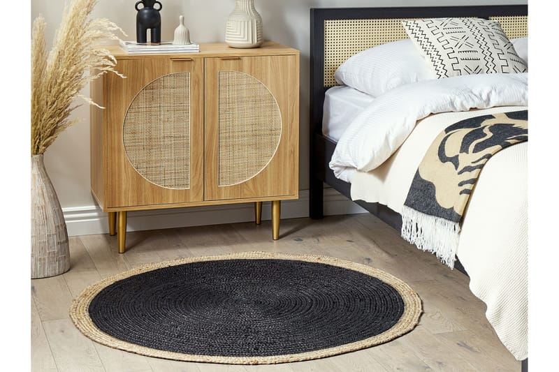 Menemen Jutematta 120 cm Rund - Svart - Textil & mattor - Mattor - Modern matta - Sisalmattor