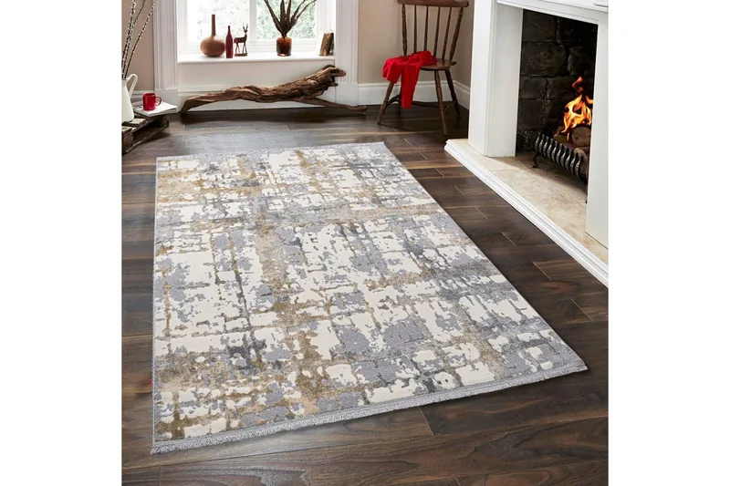Naveena Gångmatta 80x150 cm Rektangulär, Grå/Beige/Creme