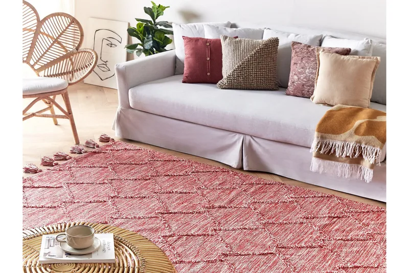 Nigde Ryamatta 160x230 cm - Röd - Textil & mattor - Mattor - Modern matta - Bomullsmatta