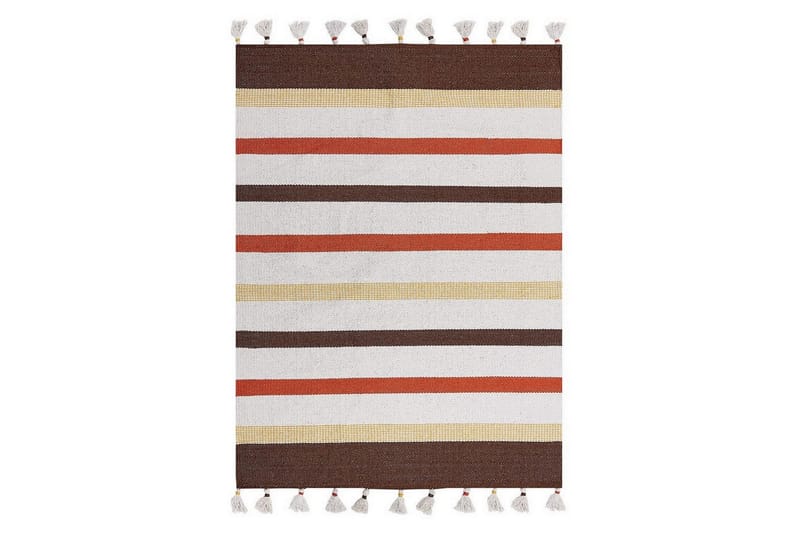 Plattvävd Hisarli - Brun, gul, orange, beige, 140x200 cm - Textil & mattor - Mattor - Modern matta - Bomullsmatta
