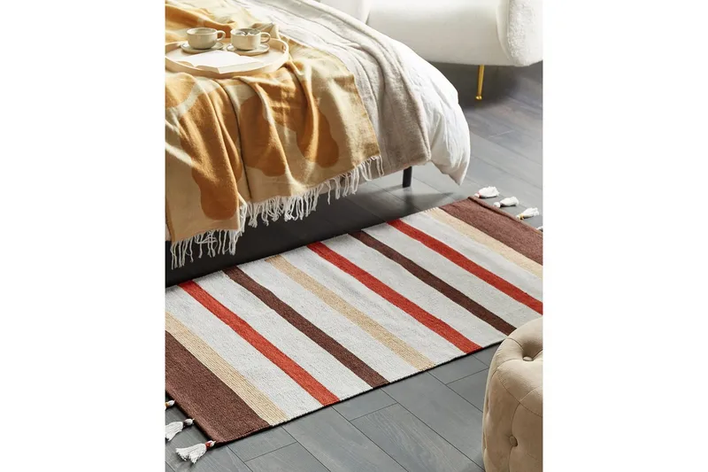 Plattvävd Hisarli - Brun, gul, orange, beige, 80x150 cm - Textil & mattor - Mattor - Modern matta - Bomullsmatta