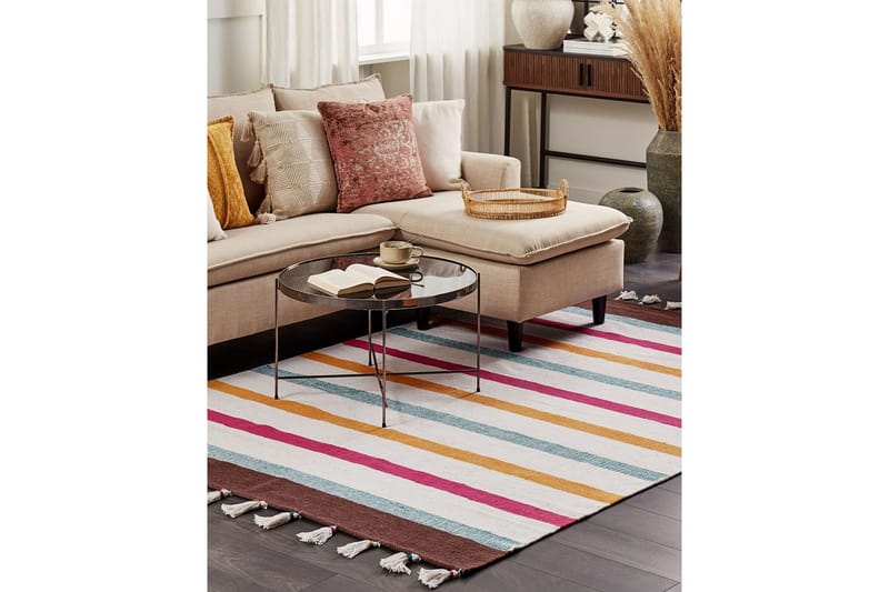 Plattvävd Hisarli - Flerfärgad, vit, brun, blå, orange, 160x230 cm - Textil & mattor - Mattor - Modern matta - Bomullsmatta