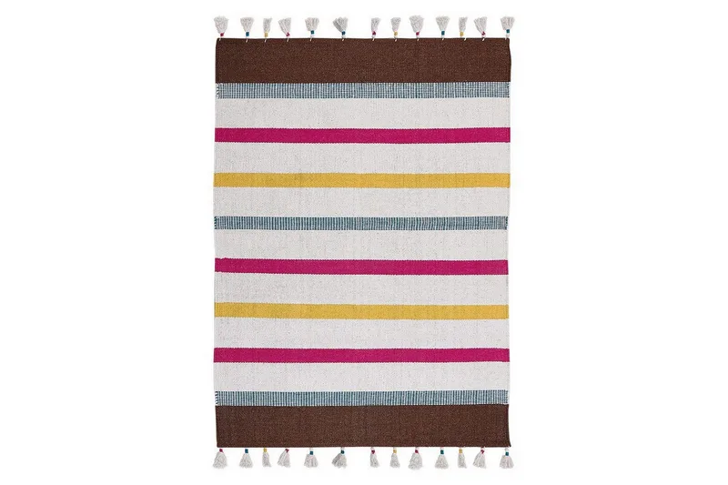 Plattvävd Hisarli, Flerfärgad, vit, brun, blå, orange, 160x230 cm