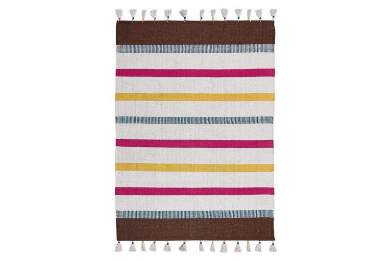 Plattvävd Hisarli, Flerfärgad, vit, brun, blå, orange, 160x230 cm