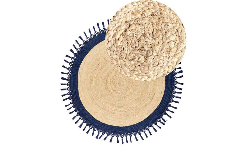 Plattvävd Marts - Beige, blå, 140x140 cm - Textil & mattor - Mattor - Modern matta - Sisalmattor