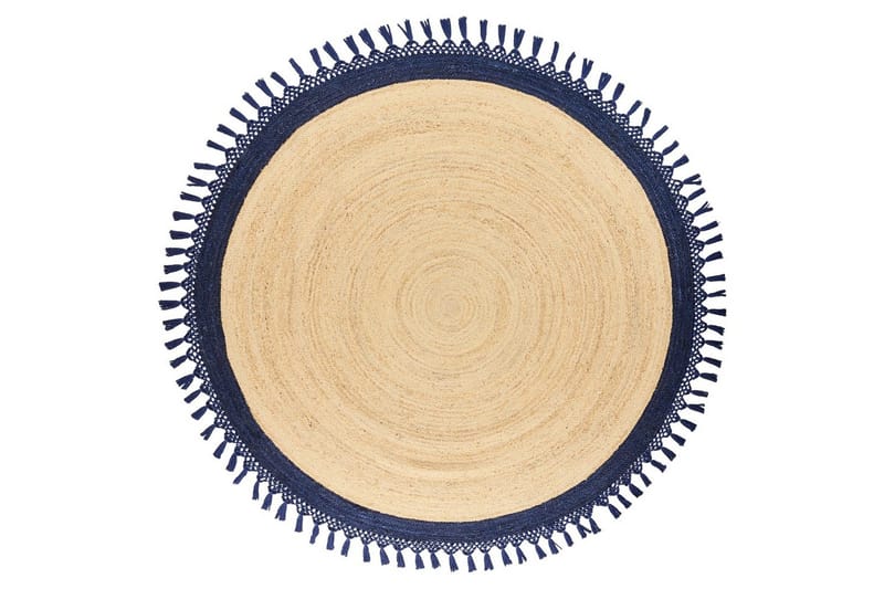 Plattvävd Marts, Beige, blå, 200x200 cm