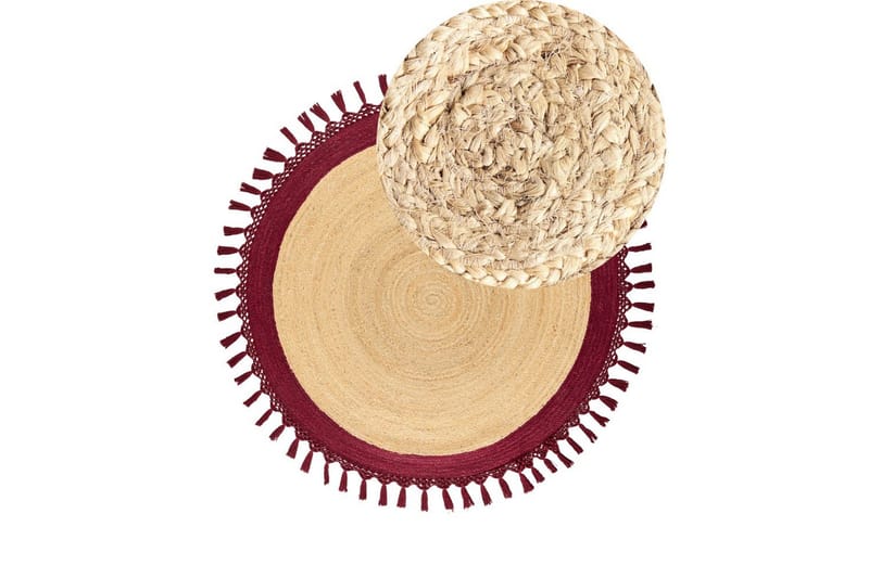 Plattvävd Marts - Beige, Röd, 140x140 cm - Textil & mattor - Mattor - Modern matta - Sisalmattor