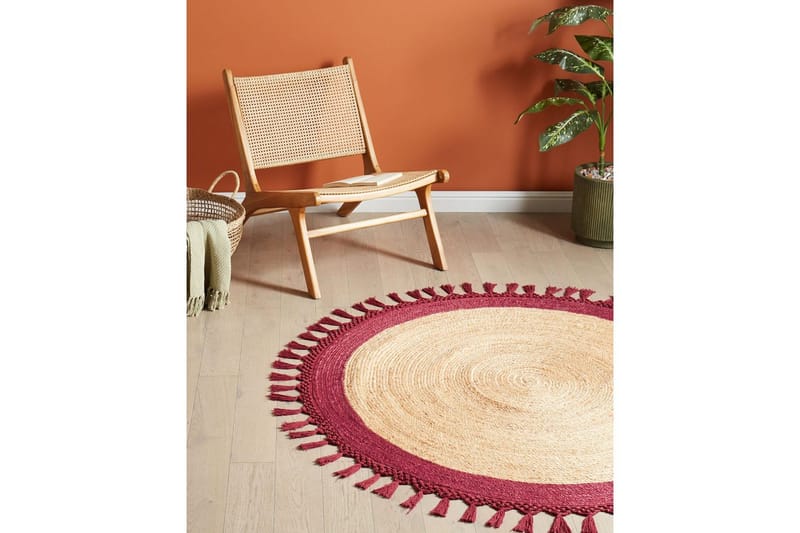 Plattvävd Marts - Beige, Röd, 140x140 cm - Textil & mattor - Mattor - Modern matta - Sisalmattor