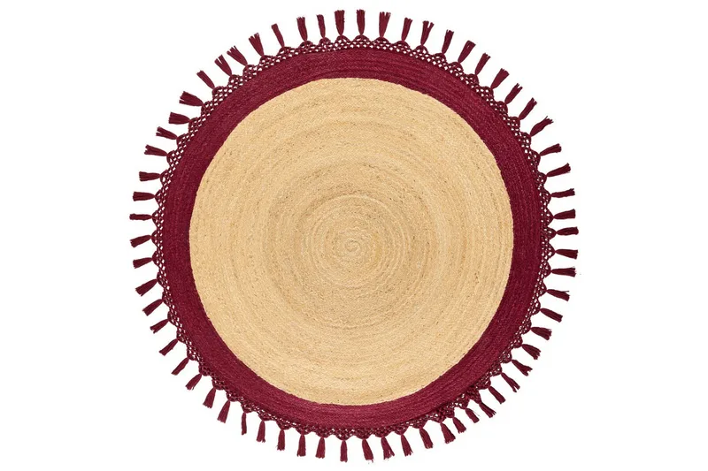 Plattvävd Marts - Beige, Röd, 140x140 cm - Textil & mattor - Mattor - Modern matta - Sisalmattor