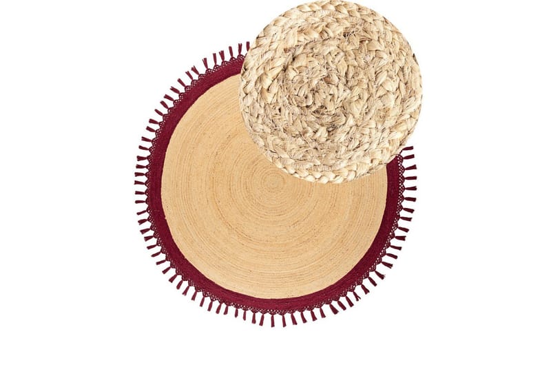 Plattvävd Marts - Beige, Röd, 200x200 cm - Textil & mattor - Mattor - Modern matta - Sisalmattor