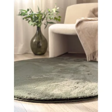 Ryamatta Heaven Rund - 120x120 cm, Grön - Textil & mattor - Mattor - Modern matta - Ryamatta & luggmatta